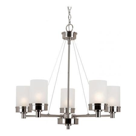 TRANS GLOBE Five Light Brushed Nickel White Frosted Glass Up Chandelier 70338 BN